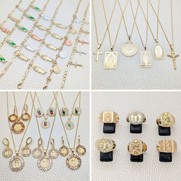 24 Religious Items ($4.12) ea in Gold Layered Oro Laminado Wholesale Box