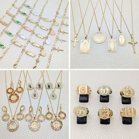 24 Religious Items ($4.12) ea in Gold Layered Oro Laminado Wholesale Box