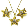 Oro Laminado Earring and Pendant Adult Set, Gold Filled Style Star Design, Polished, Golden Finish, 10.282.0011