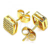 Oro Laminado Stud Earring, Gold Filled Style with White Cubic Zirconia, Polished, Golden Finish, 02.344.0046