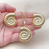Oro Laminado Earring and Pendant Adult Set, Gold Filled Style Snail and Hollow Design, Polished, Golden Finish, 10.282.0012