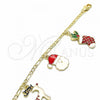 Oro Laminado Charm Bracelet, Gold Filled Style Tree and Star Design, Multicolor Enamel Finish, Golden Finish, 03.351.0060.07