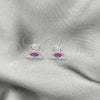 Sterling Silver Stud Earring, Pink Enamel Finish, Silver Finish, 02.406.0010.03