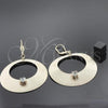 Oro Laminado Dangle Earring, Gold Filled Style with White Cubic Zirconia, Golden Finish, 02.64.0063
