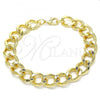 Oro Laminado Fancy Bracelet, Gold Filled Style Chunky Design, Diamond Cutting Finish, Golden Finish, 03.331.0149.09