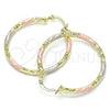 Oro Laminado Medium Hoop, Gold Filled Style Diamond Cutting Finish, Tricolor, 02.213.0255.40