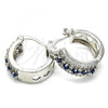 Rhodium Plated Small Hoop, with Sapphire Blue and White Cubic Zirconia, Polished, Rhodium Finish, 02.210.0269.7.15