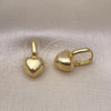 Oro Laminado Huggie Hoop, Gold Filled Style Heart Design, Polished, Golden Finish, 02.341.0195.12