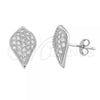 Sterling Silver Stud Earring, Teardrop Design, with White Micro Pave, Rhodium Finish, 02.174.0025