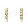 Oro Laminado Huggie Hoop, Gold Filled Style with White Cubic Zirconia, Polished, Golden Finish, 02.210.0550.15