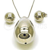 Rhodium Plated Earring and Pendant Adult Set, Chunky and Ball Design, Polished, Rhodium Finish, 10.417.0011