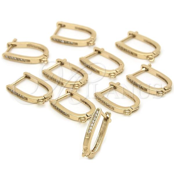 Oro Laminado Hook, Gold Filled Style with White Cubic Zirconia, Polished, Golden Finish, 12.63.0010