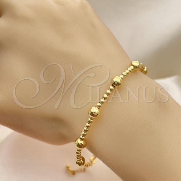 Oro Laminado Individual Bangle, Gold Filled Style Ball Design, Polished, Golden Finish, 07.32.0006.05