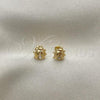 Oro Laminado Stud Earring, Gold Filled Style Ladybug Design, with White Crystal, Multicolor Polished, Golden Finish, 02.02.0509