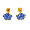 Stainless Steel Stud Earring, Flower Design, with Tanzanite Crystal, Polished, Golden Finish, 02.271.0020.11