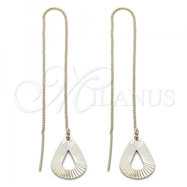 Oro Laminado Threader Earring, Gold Filled Style Teardrop Design, Golden Finish, 5.114.001