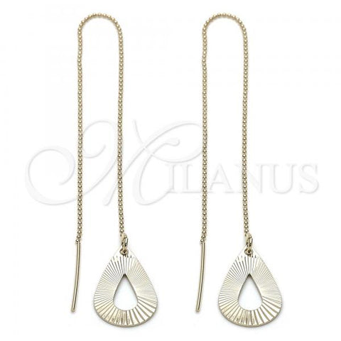 Oro Laminado Threader Earring, Gold Filled Style Teardrop Design, Golden Finish, 5.114.001
