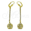 Oro Laminado Long Earring, Gold Filled Style Flower Design, with Cubic Zirconia, Golden Finish, 5.086.010