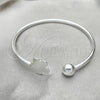 Sterling Silver Individual Bangle, Four-leaf Clover Design, Polished, Silver Finish, 07.409.0003