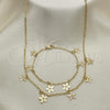 Oro Laminado Necklace and Bracelet, Gold Filled Style Flower Design, Polished, Golden Finish, 06.63.0208