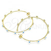 Oro Laminado Large Hoop, Gold Filled Style Evil Eye Design, White Enamel Finish, Golden Finish, 02.213.0219.1.50