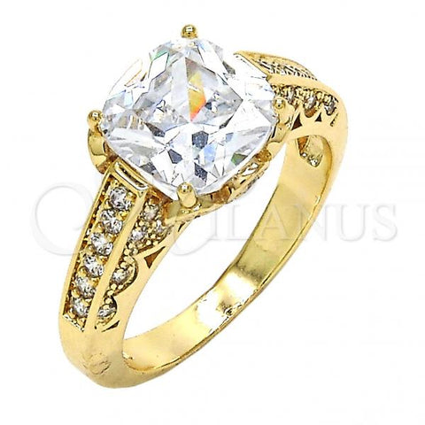 Oro Laminado Multi Stone Ring, Gold Filled Style with White Cubic Zirconia, Polished, Golden Finish, 01.60.0006.08 (Size 8)