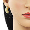 Oro Laminado Stud Earring, Gold Filled Style Chunky and Star Design, Diamond Cutting Finish, Golden Finish, 02.368.0089