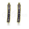 Oro Laminado Small Hoop, Gold Filled Style with Amethyst Cubic Zirconia, Polished, Golden Finish, 02.210.0281.14.20