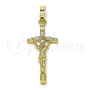 Oro Laminado Religious Pendant, Gold Filled Style Crucifix Design, Diamond Cutting Finish, Golden Finish, 5.189.014