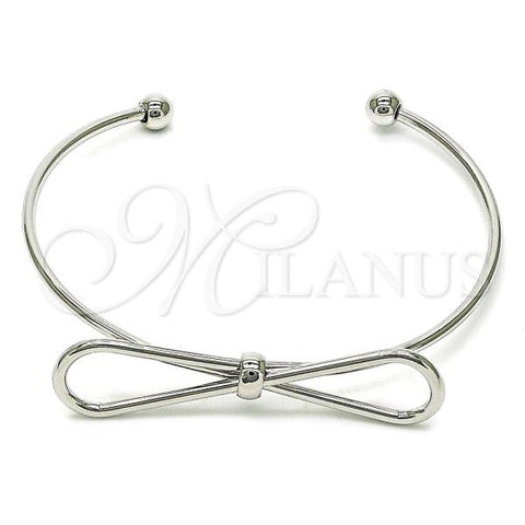Rhodium Plated Individual Bangle, Bow Design, Polished, Rhodium Finish, 07.341.0059.1