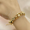 Oro Laminado Fancy Bracelet, Gold Filled Style Little Girl and Crown Design, Polished, Golden Finish, 03.63.2268.07