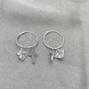 Sterling Silver Small Hoop, Cross Design, with White Cubic Zirconia, Polished, Silver Finish, 02.402.0029.15