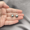 Rhodium Plated Huggie Hoop, Ball and Hollow Design, Polished, Rhodium Finish, 02.156.0675.1.12