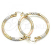 Oro Laminado Large Hoop, Gold Filled Style Diamond Cutting Finish, Tricolor, 02.170.0242.1.50