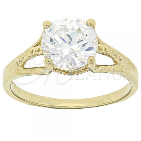 Oro Laminado Multi Stone Ring, Gold Filled Style Solitaire Design, with White Cubic Zirconia, Polished, Golden Finish, 5.167.028.09 (Size 9)