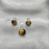 Sterling Silver Earring and Pendant Adult Set, with Brown Opal, Polished, Silver Finish, 10.392.0006