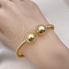 Oro Laminado Individual Bangle, Gold Filled Style Ball and Twist Design, Polished, Golden Finish, 07.170.0020