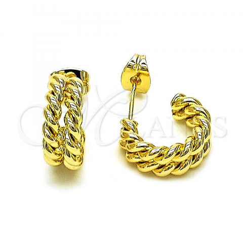 Oro Laminado Children Hoop, Gold Filled Style Rope Design, Polished, Golden Finish, 02.213.0517.15