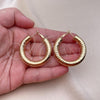 Oro Laminado Medium Hoop, Gold Filled Style Hollow Design, Diamond Cutting Finish, Golden Finish, 02.163.0318.40