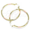 Oro Laminado Large Hoop, Gold Filled Style Diamond Cutting Finish, Tricolor, 02.213.0242.50