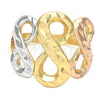 Oro Laminado Elegant Ring, Gold Filled Style Infinite Design, Diamond Cutting Finish, Tricolor, 5.175.006.07 (Size 7)