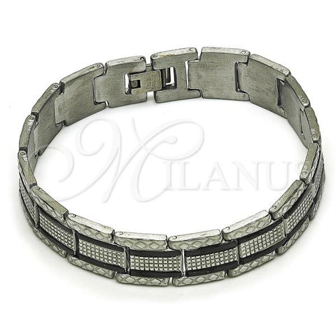 Stainless Steel Solid Bracelet, Diamond Cutting Finish, Two Tone, 03.114.0243.3.08