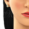 Oro Laminado Stud Earring, Gold Filled Style Ladybug Design, with White Micro Pave, Polished, Golden Finish, 02.377.0020