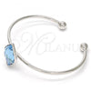 Rhodium Plated Individual Bangle, with Light Turquoise Swarovski Crystals, Polished, Rhodium Finish, 07.239.0006 (02 MM Thickness, One size fits all)