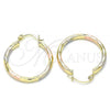 Oro Laminado Medium Hoop, Gold Filled Style Diamond Cutting Finish, Tricolor, 02.213.0249.30