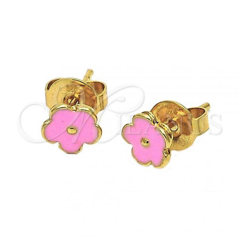 Oro Laminado Stud Earring, Gold Filled Style Flower Design, Enamel Finish, Golden Finish, 5.126.058 *PROMO*