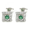 Sterling Silver Stud Earring, with Green and White Cubic Zirconia, Polished, Rhodium Finish, 02.369.0010.1
