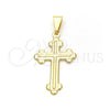 Oro Laminado Religious Pendant, Gold Filled Style Cross Design, Polished, Golden Finish, 05.02.0064