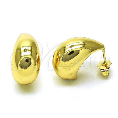 Oro Laminado Stud Earring, Gold Filled Style Chunky Design, Polished, Golden Finish, 02.163.0226
