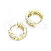 Oro Laminado Huggie Hoop, Gold Filled Style with White Cubic Zirconia, Polished, Golden Finish, 02.210.0640.10